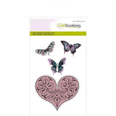 CraftEmotions Clear Stamps - Herzen und Schmetterlinge
